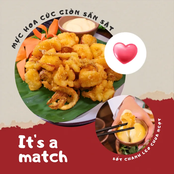 Ấn phẩm giới thiệu món mực chiên hoa cúc trong chuỗi thiết kế