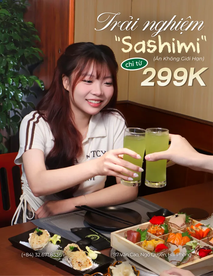 Bài đăng trải nghiệm sashimi 299K cùng VJ